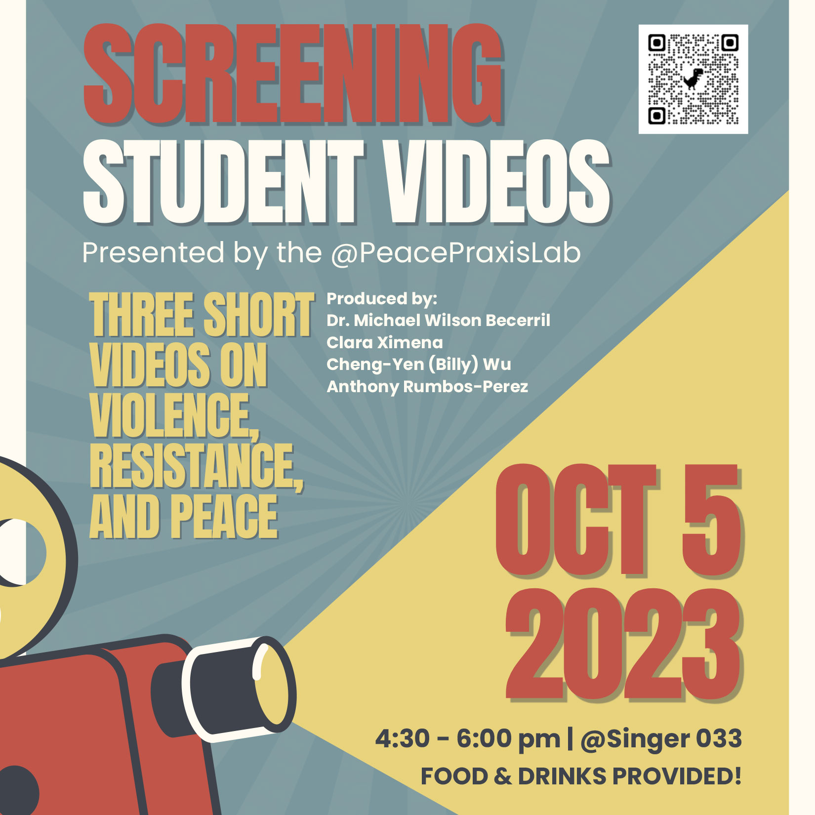 Flyer for peace praxis lab video screening